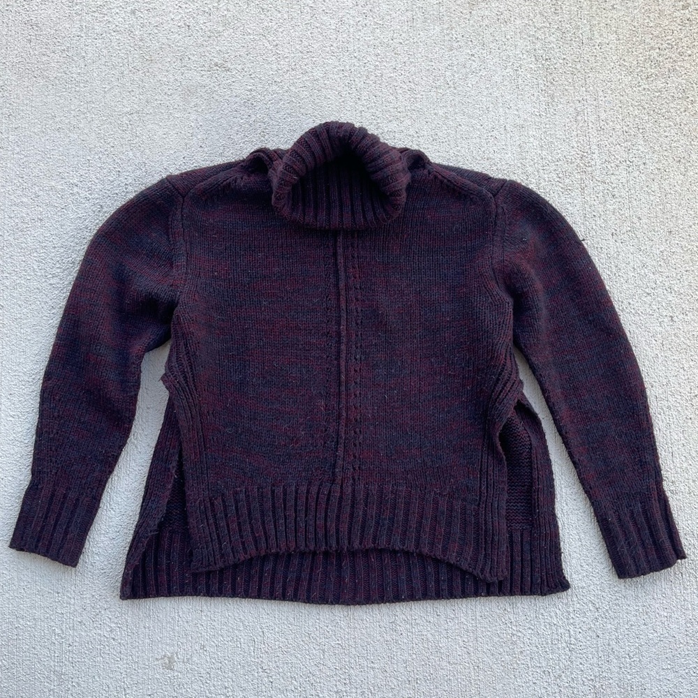John + Jenn Turtleneck Sweater Women’s Small Burgundy Marled Chunky Knit